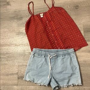 YMI Denim shorts and Mossimo Red Floral Camisole Top Both size M